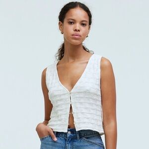 NWT Madewell Basketweave Stitch Vest, Antique Cream, Large